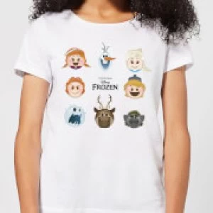 Image of Disney Frozen Emoji Heads Womens T-Shirt - White - L