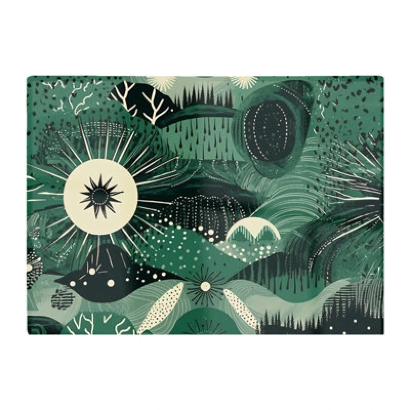 Image of Warren Reed Designer Abstract Green Moon Glass Chopping Board