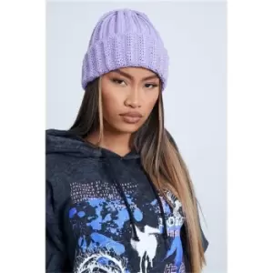 Image of I Saw It First Lilac Knitted Detail Beanie Hat - Purple