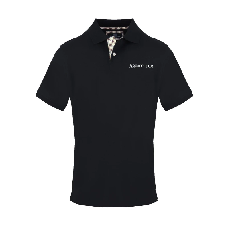 Image of Aquascutum Mens Polo Short Sleeve Polo Shirt - Black Male S