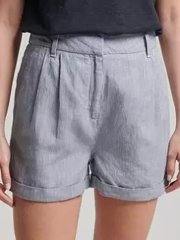 Image of Superdry Studios Linen Short - Navy, Size 14, Women