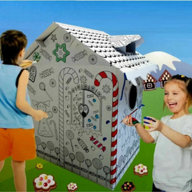 Image of Rexco Colour Your Own Gingerbread House Childrens Playhouse White