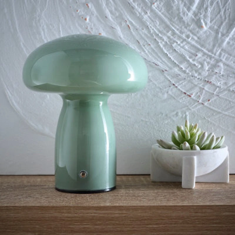 Image of K Living Cory Green Elegant Mushroom Shaped Glass Recharge 2W LED Lamp In 7 Stylish Colours