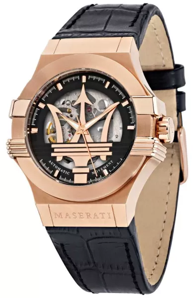 Image of Maserati R8821108039 Potenza Automatic Black Leather Watch