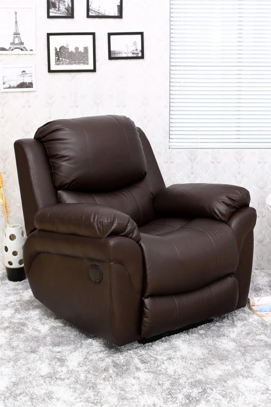 Image of Madison Automatic Leather Recliner Chair - Brown, Brown 5.05574E+12