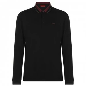 Image of Hugo Boss Donal 201 Long Sleeve Polo Shirt Black Size L Men