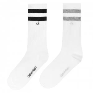 Image of Calvin Klein 2 Pack Striped Socks - White/White1