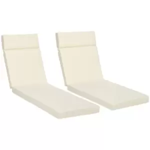Image of Outsunny Set of 2 Sun Lounger Cushions, Replacement Cushions for Rattan Furniture with Ties, 196 x 55 cm, Cream White