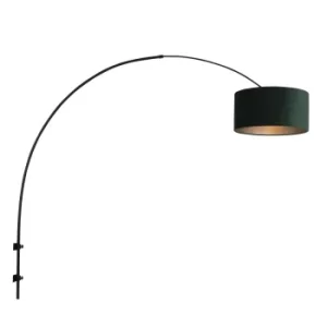 Image of Sparkled Light Wall Lamp with Shade Matt Black, Velvet Green