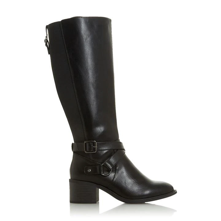 Image of Head Over Heels by Dune Black 'Tilla' Mid Block Heel Riding Boots - 3