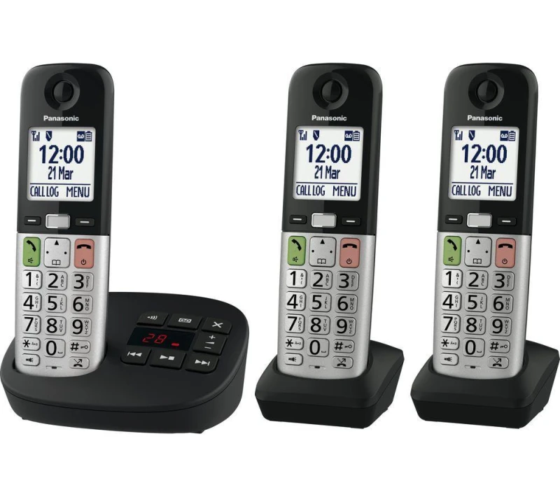 Image of Panasonic Panasonic KX-TGU433EB Digital Cordless Phone, Answering Machine, 3 Handsets in Black One Size Unisex 5025232969128