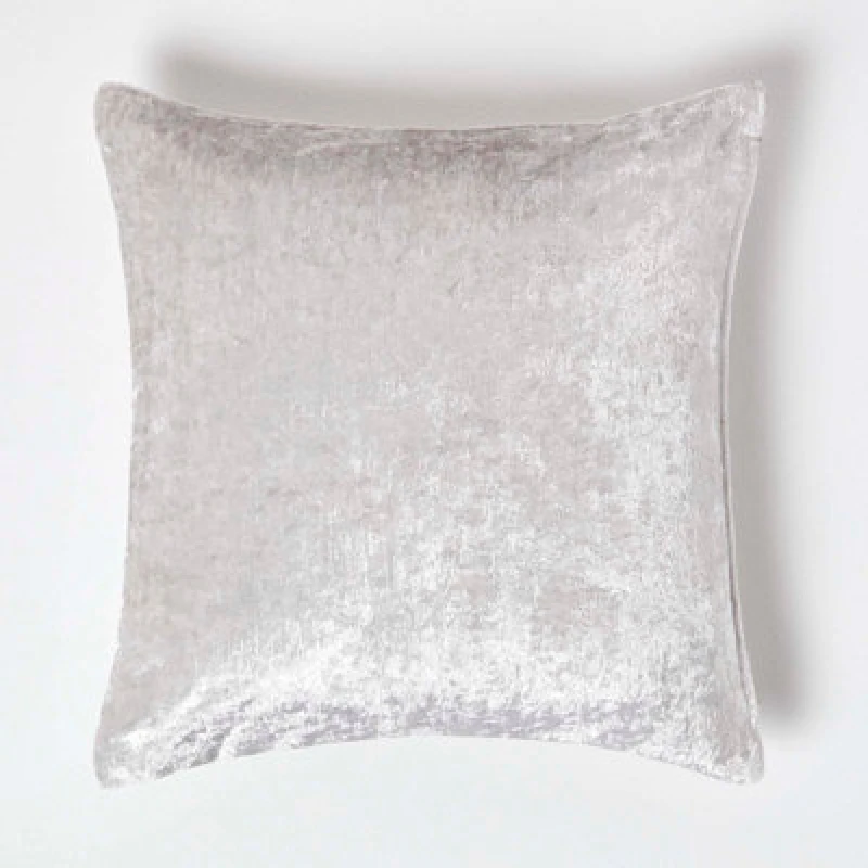 Image of Homescapes Luxury Crushed Velvet Cushion Cover Light Beige
