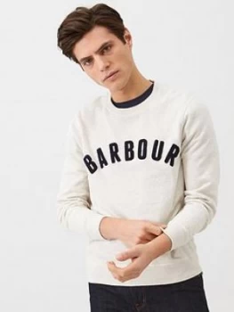 Image of Barbour Prep Textured Logo Sweat - White, Ecru, Size L, Men