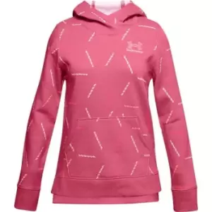 Image of Under Armour Rival Printed Hoodie Junior Girls - Pink