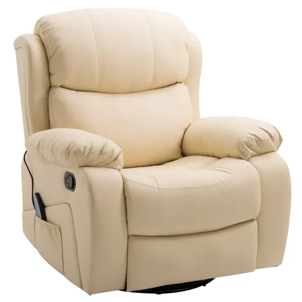 Image of PU Leather Recliner Chair with Massage and Heat Swivel Rocking Chair