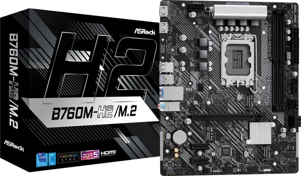 Image of ASRock B760M-H2/M.2 mATX Motherboard for Intel LGA1700 CPUs