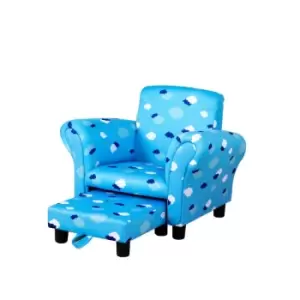 Image of Cute Cloud Star Childs Armchair With Footrest Blue