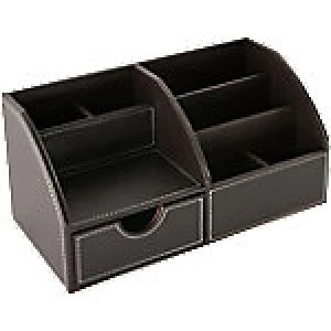 Image of Osco Desk Organiser Faux Leather Brown 29.2 x 15 x 14.2 cm