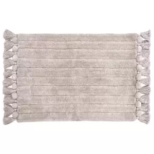Image of Ribbed Tassel Bath Mat Natural