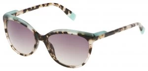 Image of Furla Shiny White Havana Smoke Lens Sunglasses.
