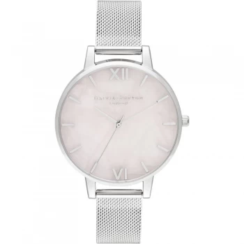 Image of Semi Precious Silver & Rose Quartz Mesh Watch