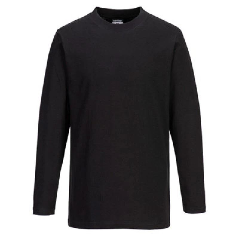 Image of Portwest Mens Long Sleeve T Shirt B196BKRS Colour: Black