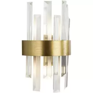 Image of Schuller Grace 2 Light Wall Lamp Brushed Gold, Transparent, G9