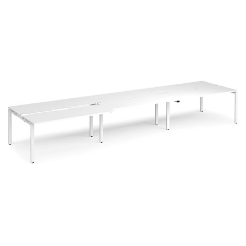 Image of Adapt Bench Desk 6 Person Rectangular Desks 4800mm With Sliding Tops White Tops With White Frames 1200mm Depth Adapt White STE4812-WH-WH