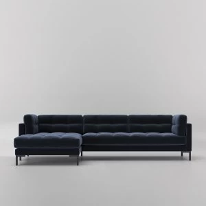 Image of Swoon Landau Velvet Corner Sofa - Left Hand Side - Corner Sofa - Ink