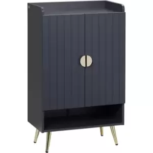 Image of HOMCOM Shoe Storage Cabinet with Beadboard Doors for 15 Pairs of Shoes, Grey - Grey