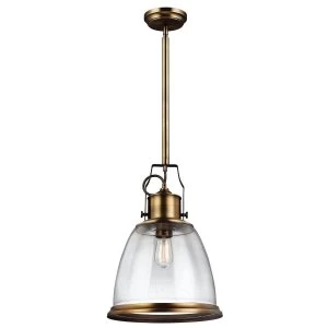 Image of 1 Light Large Dome Ceiling Pendant Brass, E27