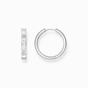 Image of Sterling Silver White Stones Hoop Earrings CR715-051-14