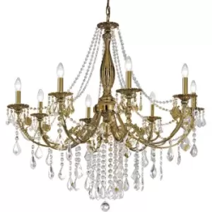 Image of Kolarz Pisani Crystal Crystal Multi Arm Chandeliers 8 Light Antique Brass