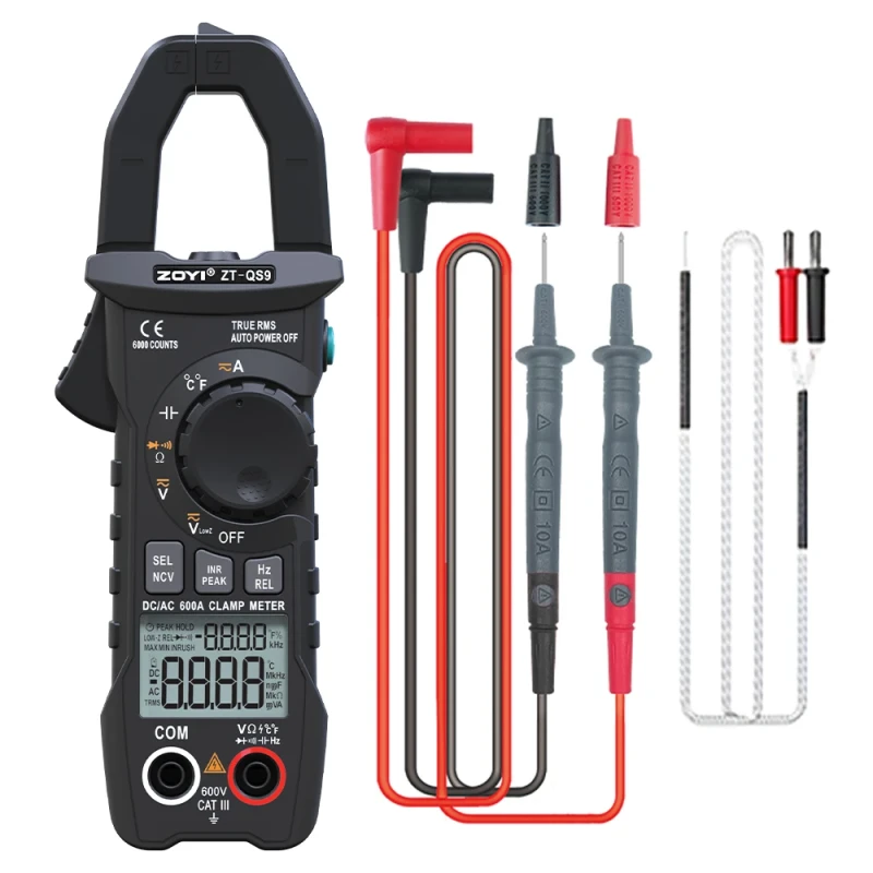 Image of ZOYI ZT-QS9 Clamp Meter DC/AC 600A Current Voltage 6000 Counts Multimeter Ammeter Tester Car Amp Hz Capacitance NCV Ohm Test