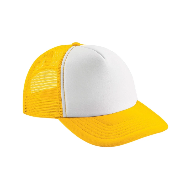 Image of Beechfield Womens Vintage Snapback Trucker Cap in Bright Yellow Bright Yellow Female One Size