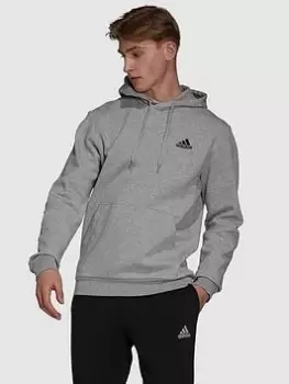 Image of adidas Sportswear Essentials Fleece Hoodie, Grey Heather/Black, Size L, Men
