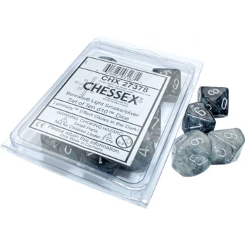 Image of Chessex Ten D10 Dice Set - Borealis Light Smoke/Silver
