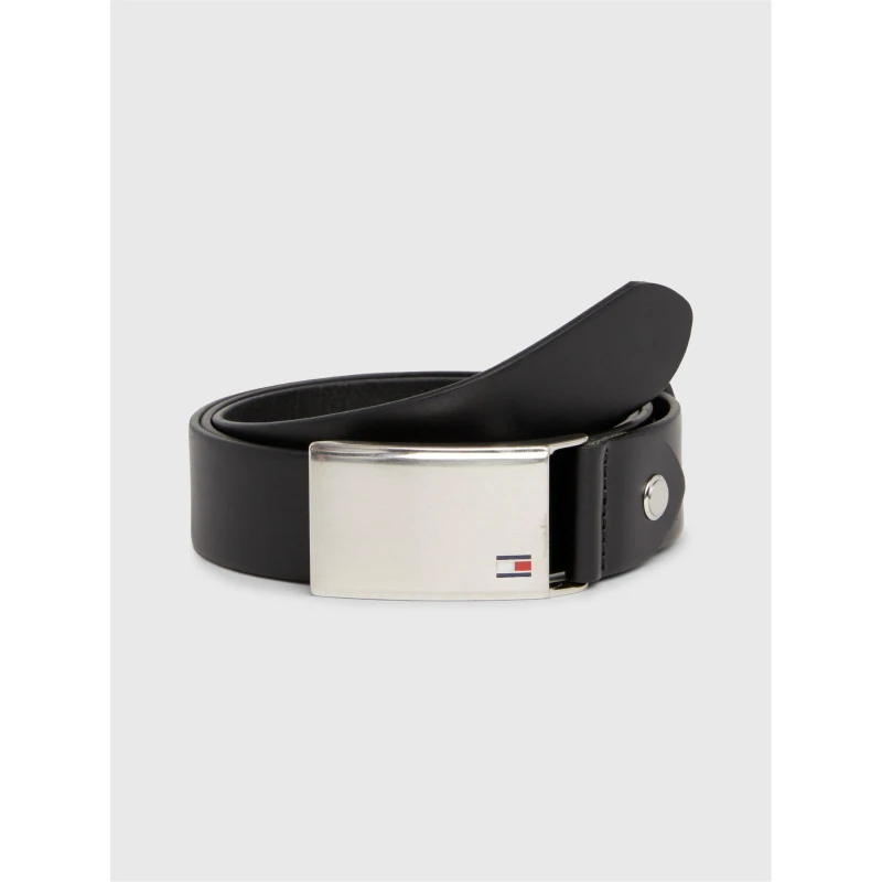 Image of Tommy Hilfiger Logo Plaque Leather Belt - Black M
