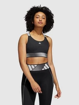 Image of adidas Medium Support Believe This Adilife Bra - Black, Size L, Women