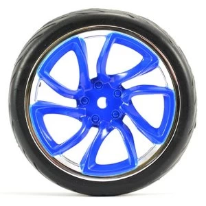 Image of Fastrax 1/10 Street/Tread Tyre Tri-5 Blue/Chrome Wheel