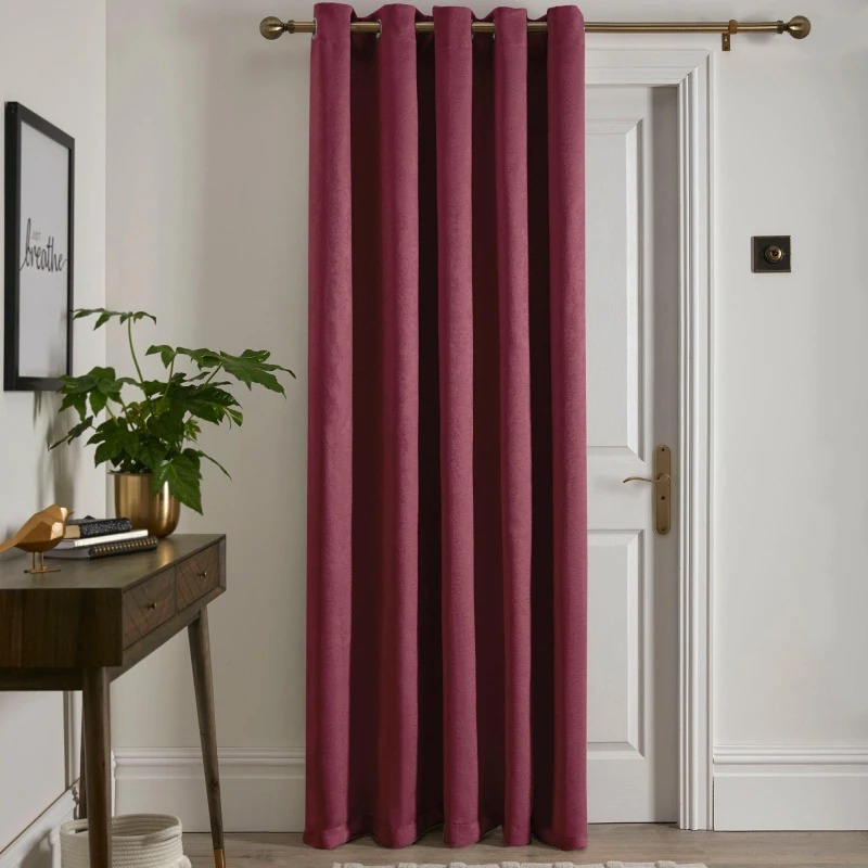 Image of Fusion Strata 66 x 84 Single Ready Made Dimout Eyelet Door Curtain Wine
