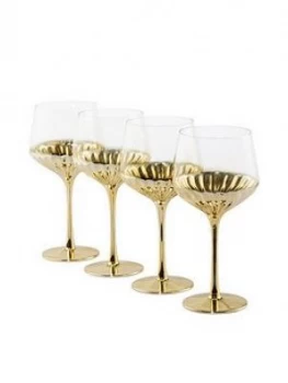Image of Waterside Set Of 4 Gold Art Deco Wine Glasses