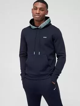 Image of BOSS Soody 1 Overhead Hoodie - Dark Blue, Dark Blue, Size XS, Men