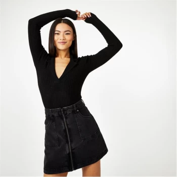 Image of Jack Wills Knitted Polo Bodysuit - Black
