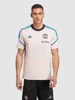 Image of Adidas Mens 22/23 Manchester United Training Tee, Black/Multi, Size L, Men