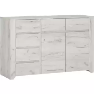 Image of Angel 2 Door 3+3 Drawer Wide Chest in White Craft Oak