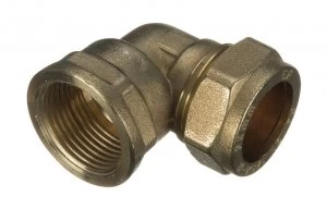 Image of Wickes Brass Compression Female Elbow - 19 x 22mm