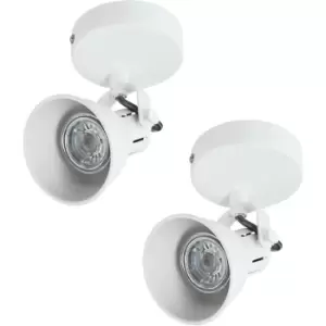 Image of 2 PACK Wall Spot Light White Steel Wall Plate and Lamp Shade GU10 3.3W Included