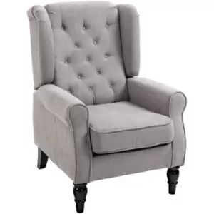 Image of Homcom - Accent Armchair Home Furniture Retro Tufted Club Wood Fabric Grey
