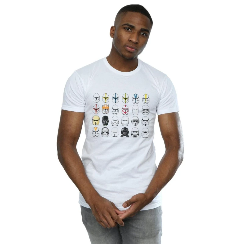 Image of Star Wars Star Wars Men Trooper Helmets T-Shirt in White Size: Small White S Male 5059276894177